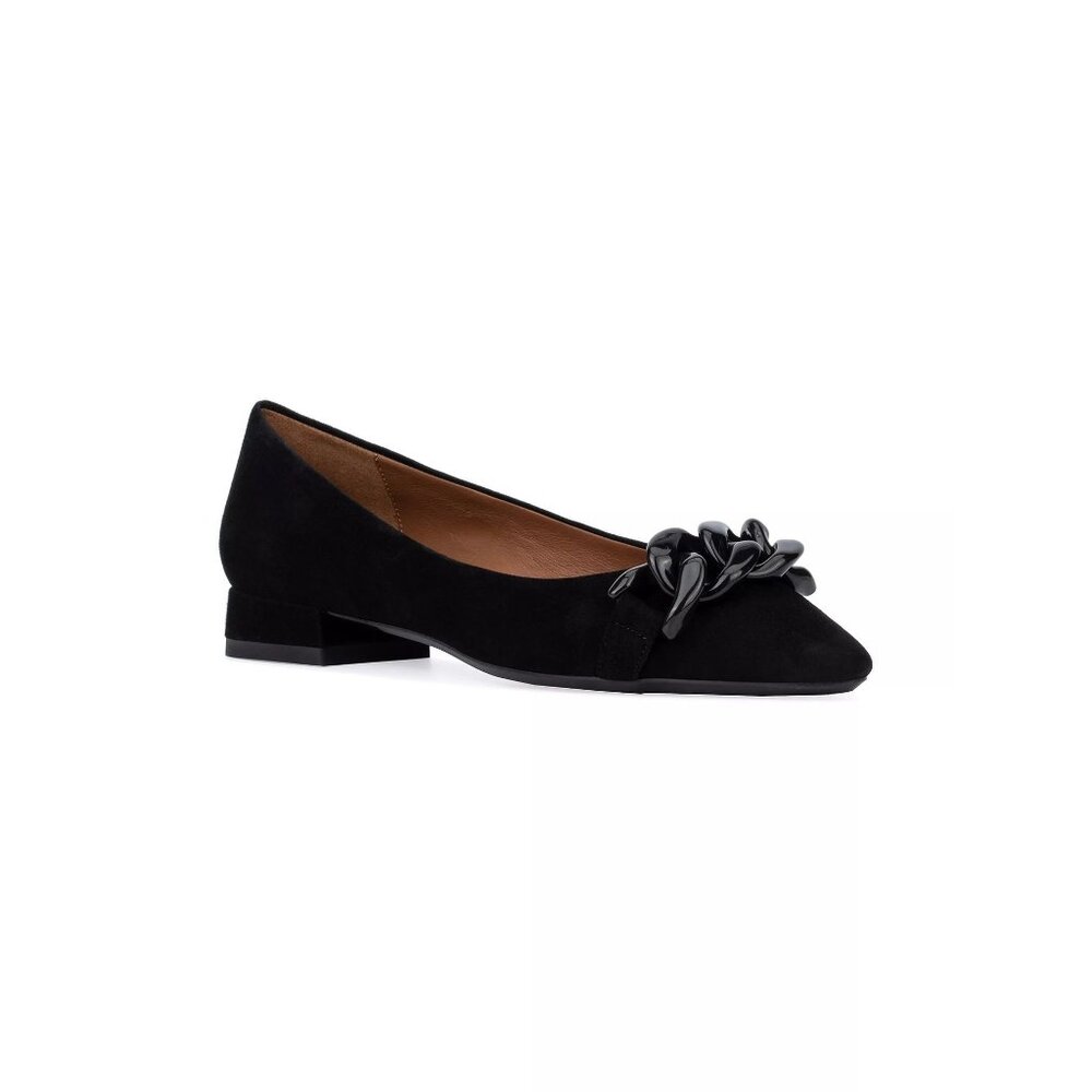 🆕 AQUATALIA Palina Pointed Toe Chain Loafer Flat Shoes 8 Black - Picture 1 of 12